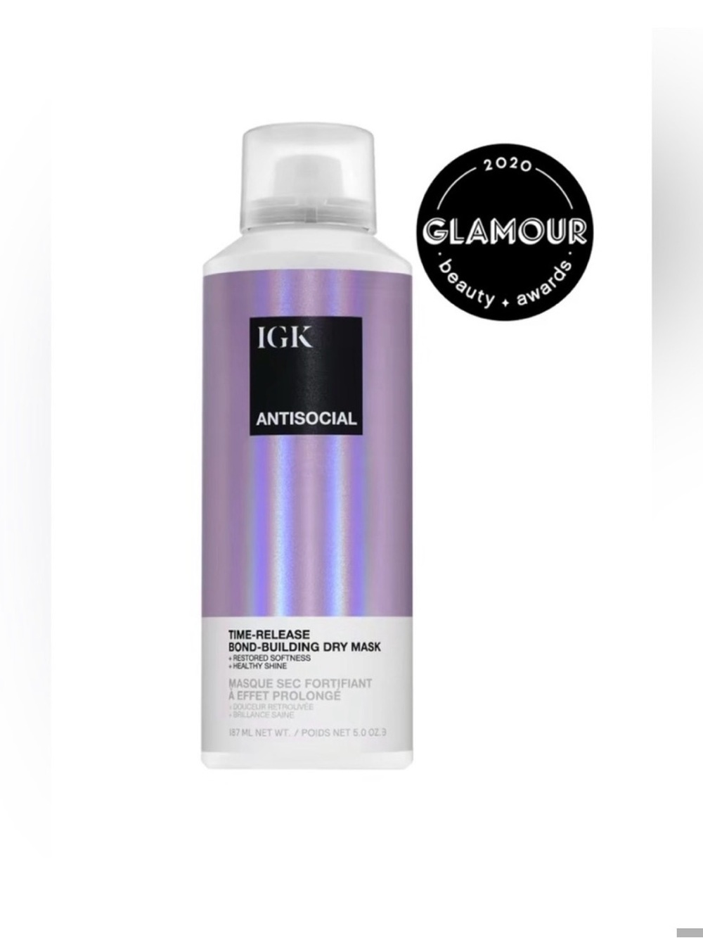 IGK ANTISOCIAL BOND BUILDING DRY HAIR MASK IS TIME RELEASED TO RESTORE SOFTNESS